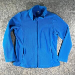 Uniqlo Full Zip Fleece Jacket / Women's XL / Royal Blue Mock Neck Winter Coat